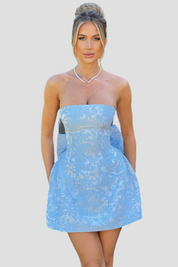 Elegant Strapless Women's Mini Cocktail Dress with Bow