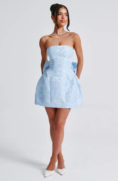Elegant Strapless Women's Mini Cocktail Dress with Bow
