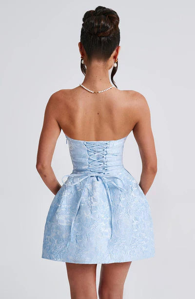 Elegant Strapless Women's Mini Cocktail Dress with Bow