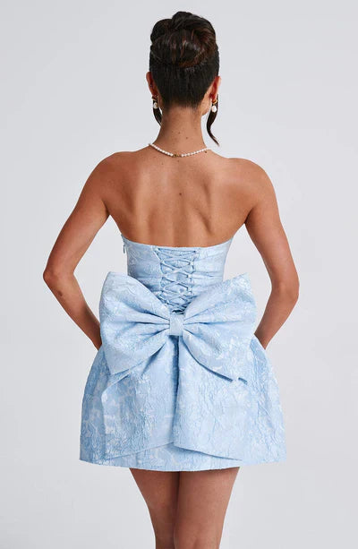 Elegant Strapless Women's Mini Cocktail Dress with Bow