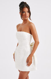 Elegant Strapless Women's Mini Cocktail Dress with Bow