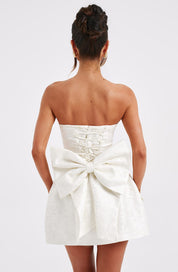 Elegant Strapless Women's Mini Cocktail Dress with Bow