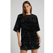 Elegant Glitter Women's Mini Cocktail Dress with Bow