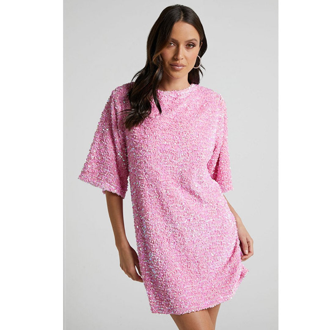 Elegant Glitter Women's Mini Cocktail Dress with Bow