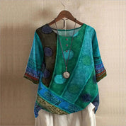 Boho Blouse With Print And Round Neck For Women
