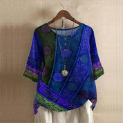 Boho Blouse With Print And Round Neck For Women