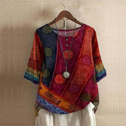 Boho Blouse With Print And Round Neck For Women