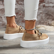 Lightweight Women's Slip-Ons with Chain Detail and Platform Sole