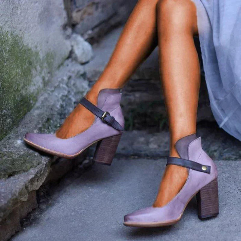 Elegant Women’s Pumps with Strap and Block Heel