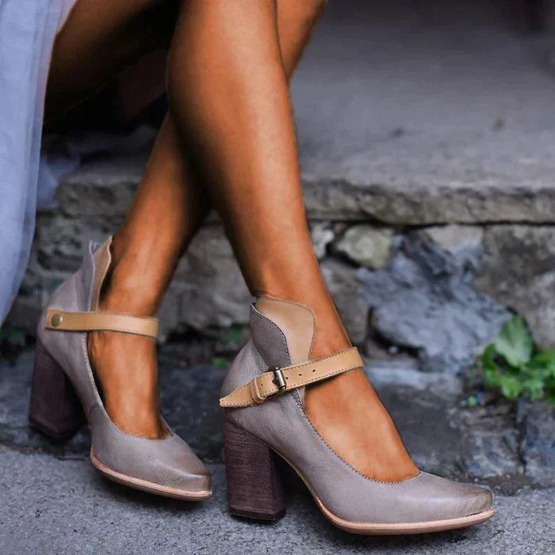 Elegant Women’s Pumps with Strap and Block Heel