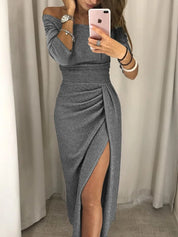 Renske - Elegant Glitter Midi Dress with Layered Look