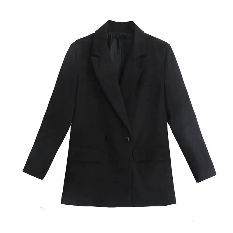 Oversized Stylish Women's Blazer with Lapels and Double Buttons