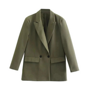 Oversized Stylish Women's Blazer with Lapels and Double Buttons