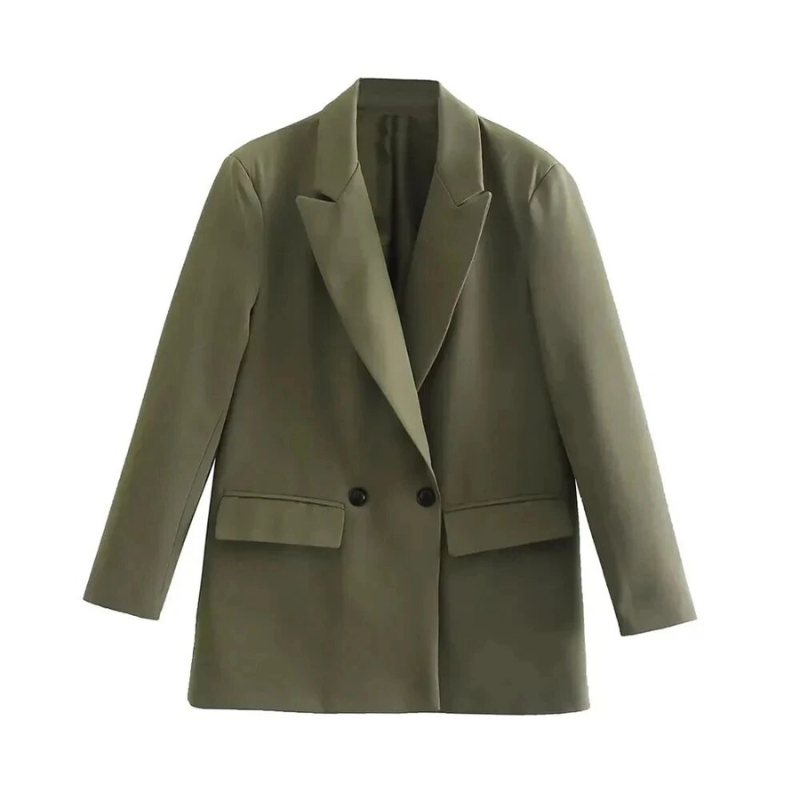 Oversized Stylish Women's Blazer with Lapels and Double Buttons