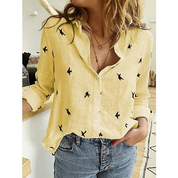 Casual Women’s Linen Blouse With Long Sleeves And Button Closure