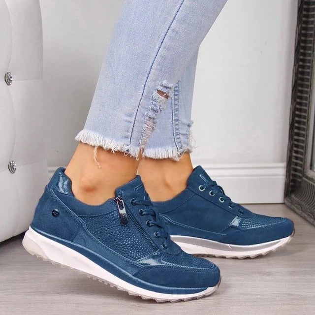Comfort Sneakers With Zipper And Laces For Women