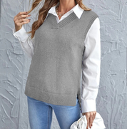 Knitted V-Neck Spencer Vest for Women
