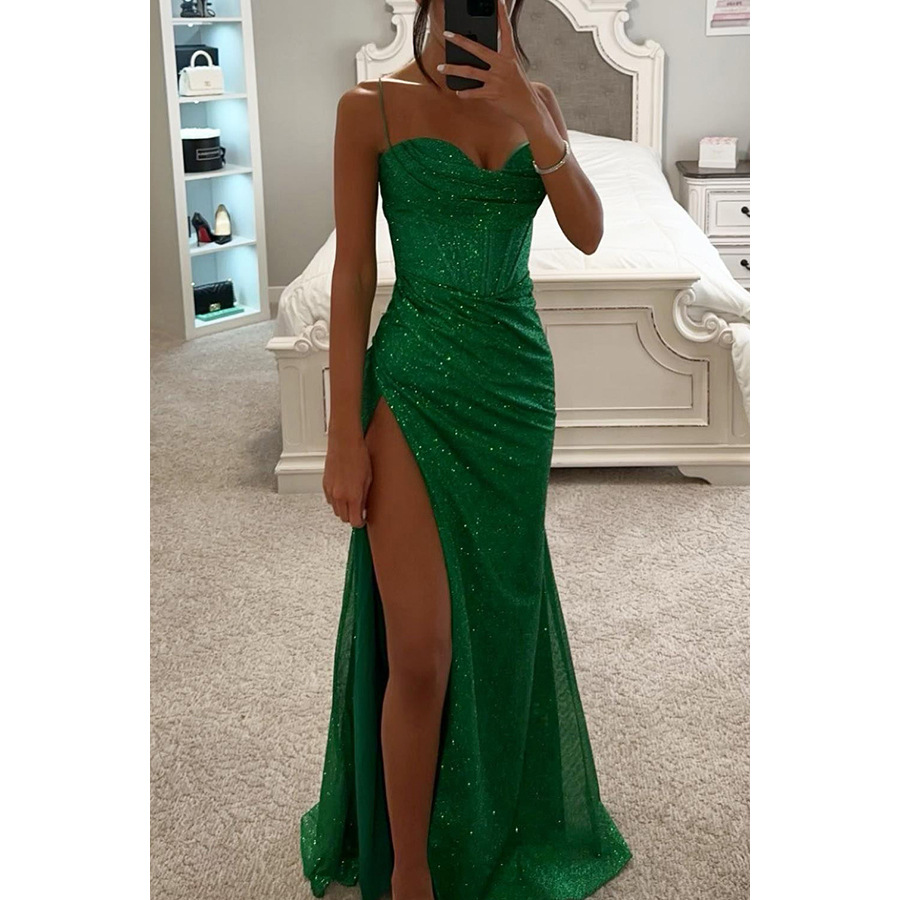 Party Dress for Women with Split and Satin Shine