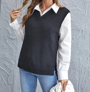 Knitted V-Neck Spencer Vest for Women