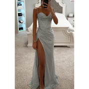Party Dress for Women with Split and Satin Shine