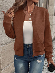 Women's Lightweight Bomber Jacket with Zipper and Ribbed Cuffs