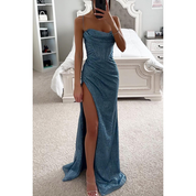 Party Dress for Women with Split and Satin Shine