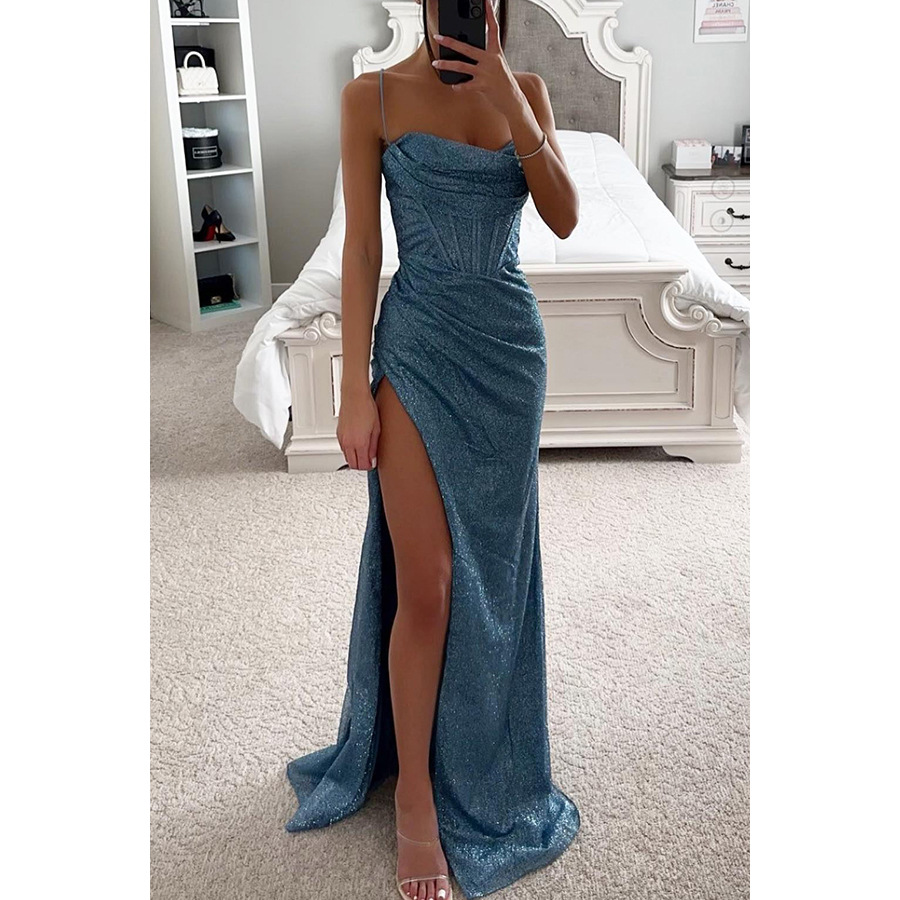 Party Dress for Women with Split and Satin Shine