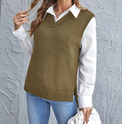 Knitted V-Neck Spencer Vest for Women