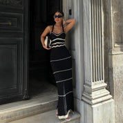 Elvira - Boho chic women's maxi dress with crochet details