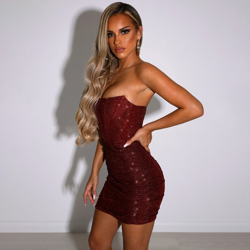Lara - Mini glitter dress with glamorous corset