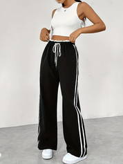 Women's Sporty Joggers Comfortable with Wide Legs and Elastic Waist