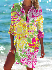 Light Beach Tunic with Abstract Print Over Your Bikini for Women