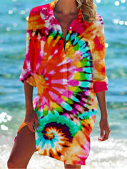 Light Beach Tunic with Abstract Print Over Your Bikini for Women
