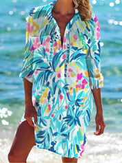 Light Beach Tunic with Abstract Print Over Your Bikini for Women