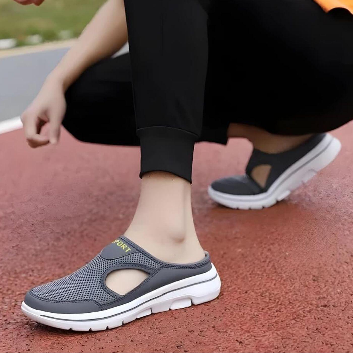 Sporty Mesh Slip-Ons with Open Sides and Flexible Sole