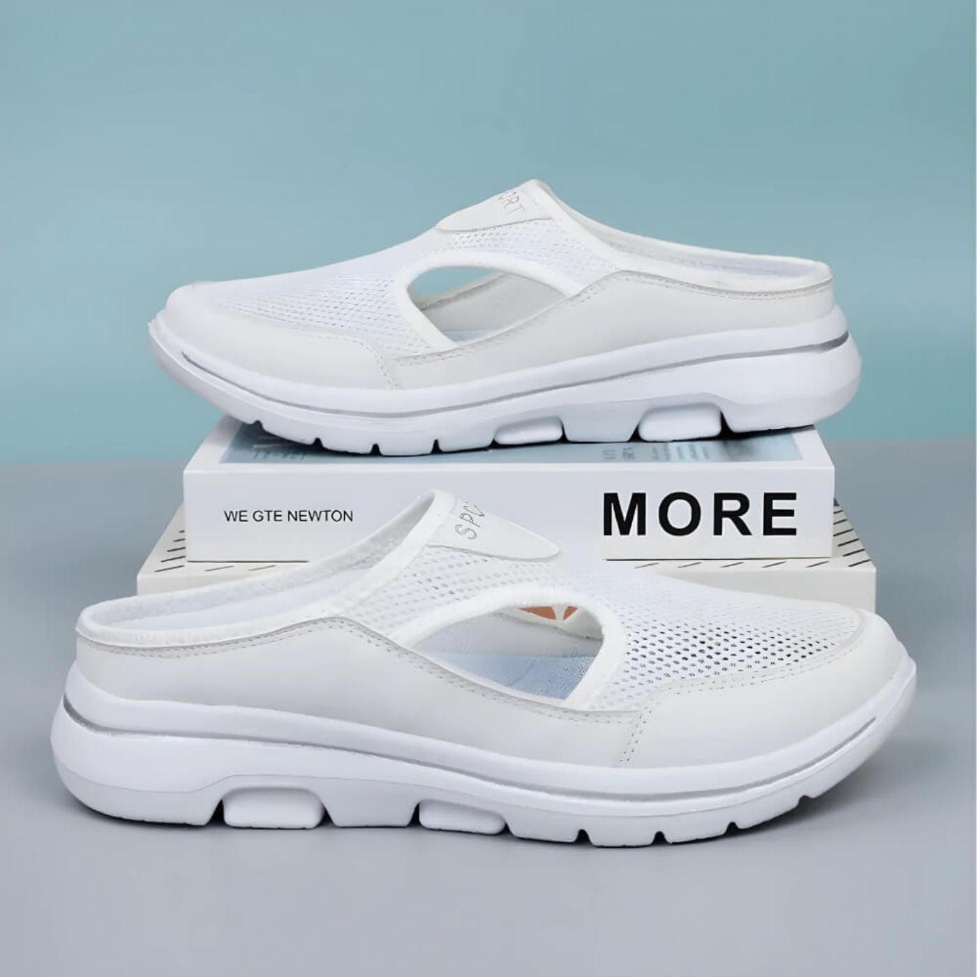 Sporty Mesh Slip-Ons with Open Sides and Flexible Sole