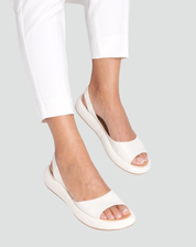 Comfort peep-toe sandals with elastic band and wedge heel