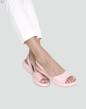 Comfort peep-toe sandals with elastic band and wedge heel