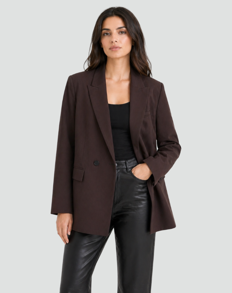Oversized Stylish Women's Blazer with Lapels and Double Buttons