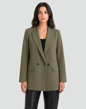 Oversized Stylish Women's Blazer with Lapels and Double Buttons