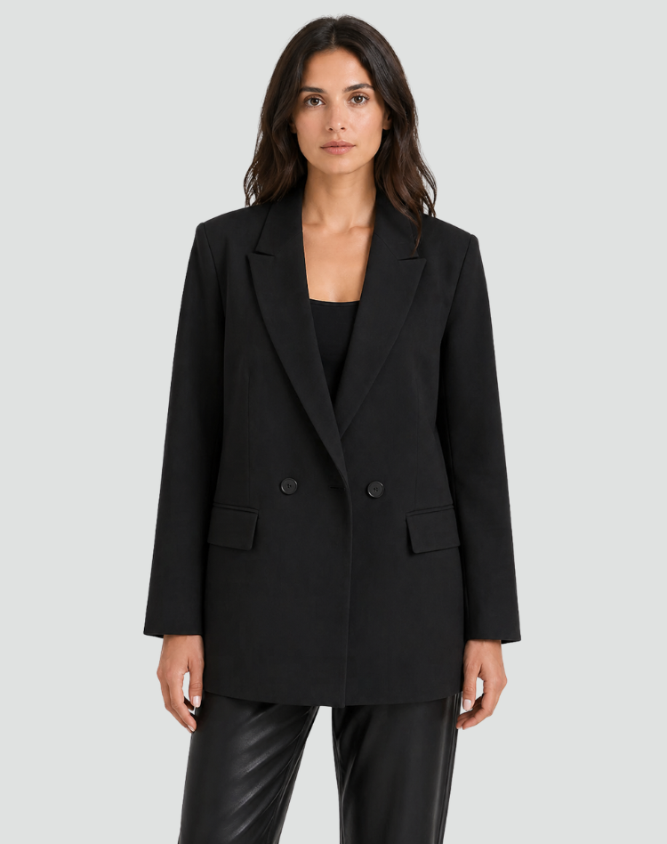Oversized Stylish Women's Blazer with Lapels and Double Buttons