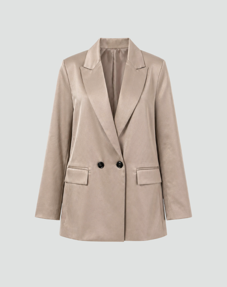 Oversized Stylish Women's Blazer with Lapels and Double Buttons