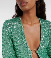 Chic Party Women's Mini Dress with Sequins and Deep V-Neck