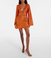 Chic Party Women's Mini Dress with Sequins and Deep V-Neck