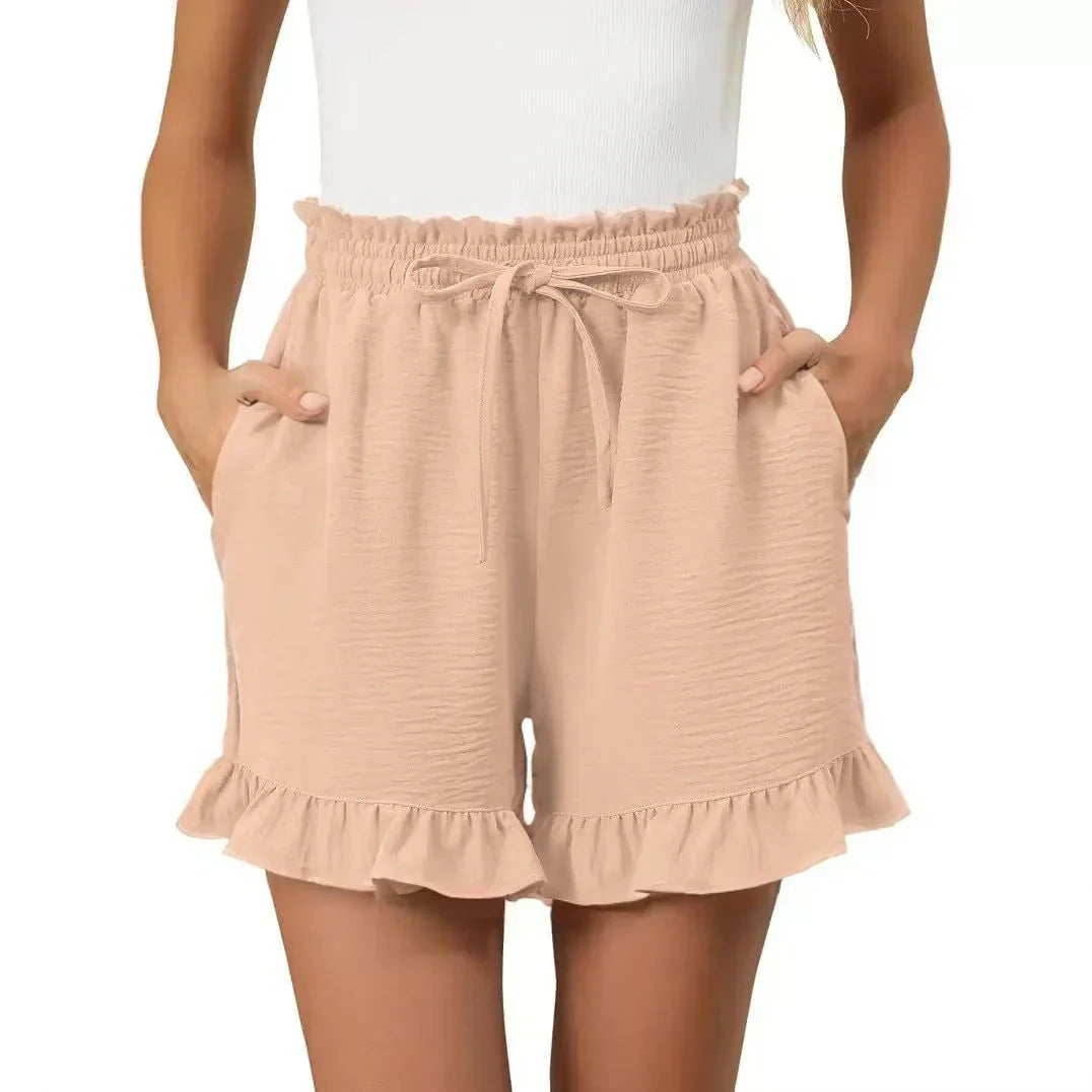 Shorts with Ruffles and Elastic Waist for Women