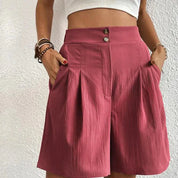 High-Waisted Pleated Shorts for Women