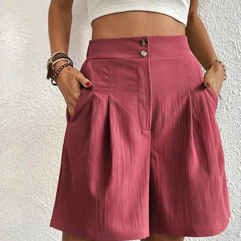 High-Waisted Pleated Shorts for Women