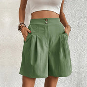 High-Waisted Pleated Shorts for Women