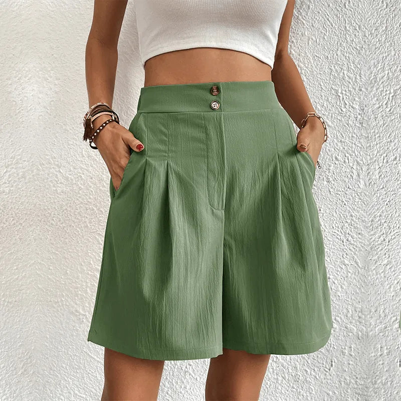 High-Waisted Pleated Shorts for Women