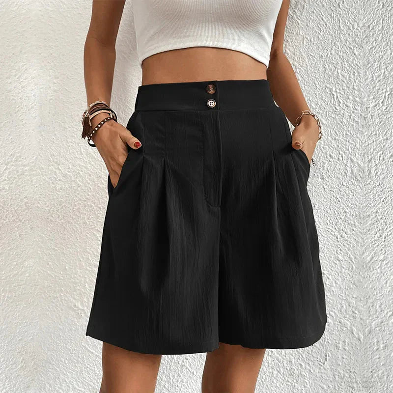 High-Waisted Pleated Shorts for Women